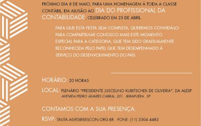 Convite ALESP: homenagem pelo Dia do Profissional da Contabilidade