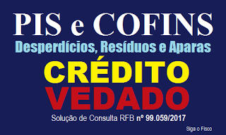 PIS/COFINS – aquisição de desperdícios, resíduos e aparas não gera créditos