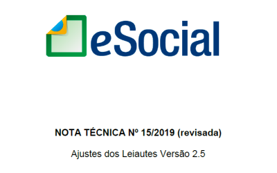 eSocial: Nota Técnica nº 15/2019 – Ajustes dos Leiautes Versão 2.5