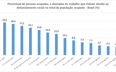 PNAD COVID19: 4,4% da população ocupada estavam afastados do trabalho devido ao distanciamento social na quarta semana de agosto