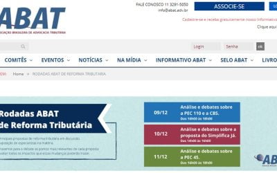 Correntes sobre Reforma Tributária são reunidos pela ABAT para ciclo de debates dias 9, 10 e 11/12