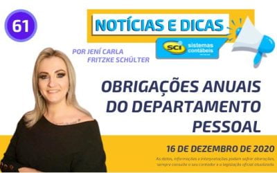 Obrigações anuais do Departamento Pessoal
