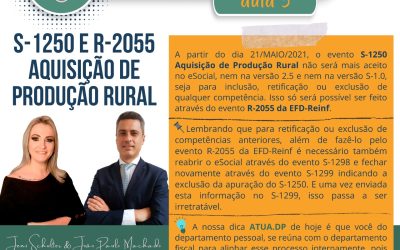 Evento S-1250 – Aquisição de Produção Rural não será mais aceito no eSocial